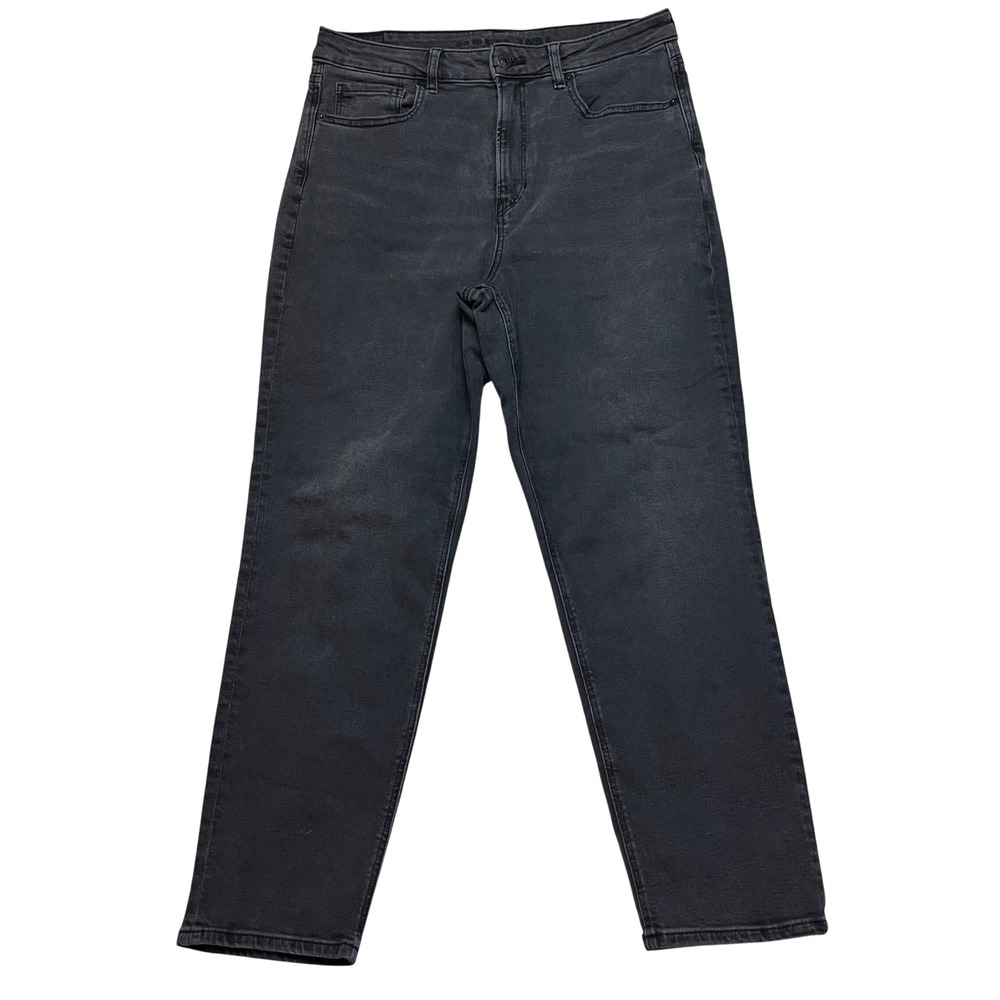 American Eagle Mom Jean Women 12 Black Stretch Real Good High Rise Tapered Denim